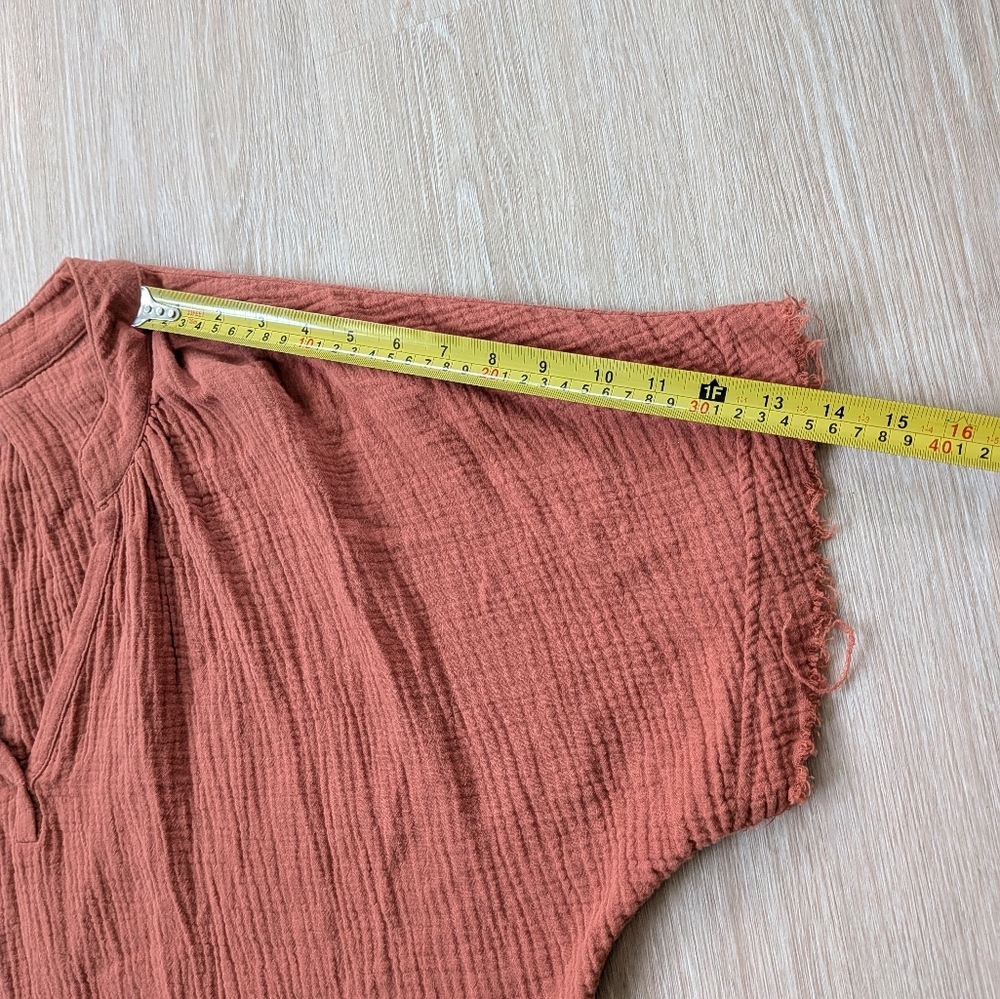 Young Fabolous & Broke Blouse Women's XS Textured Rust Orange Oversized - Picture 7 of 8